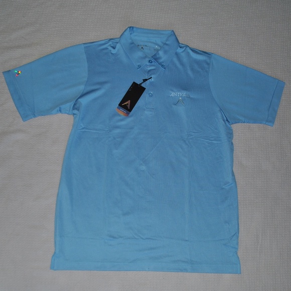 NWT Antigua Light Blue Textured Golf Polo - Picture 1 of 7